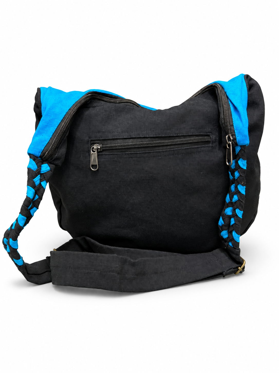 Black Blue Trim Shoulder Bag – back view