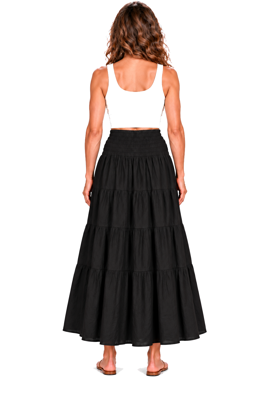 Black convertible garment — skirt back view