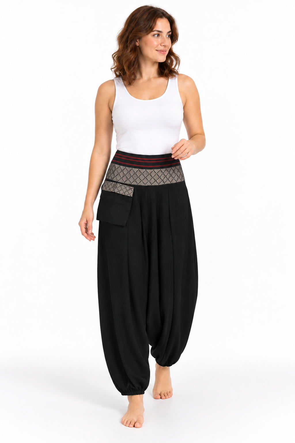 Black Embroidered Waist Pants – product view 2