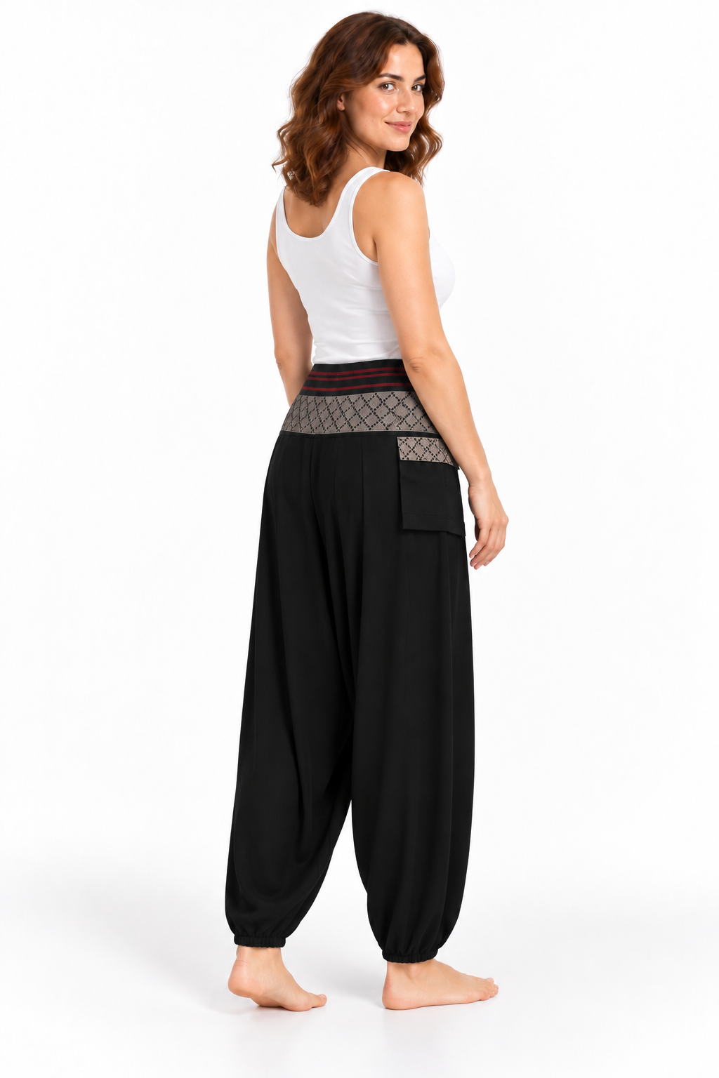 Black Embroidered Waist Pants – product view 3