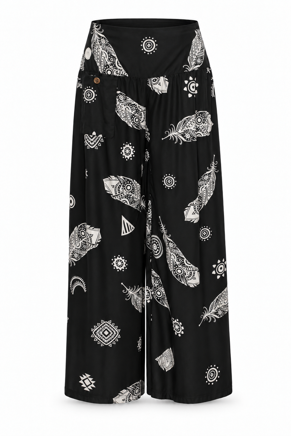 Black Feather Print Palazzo – product view 1