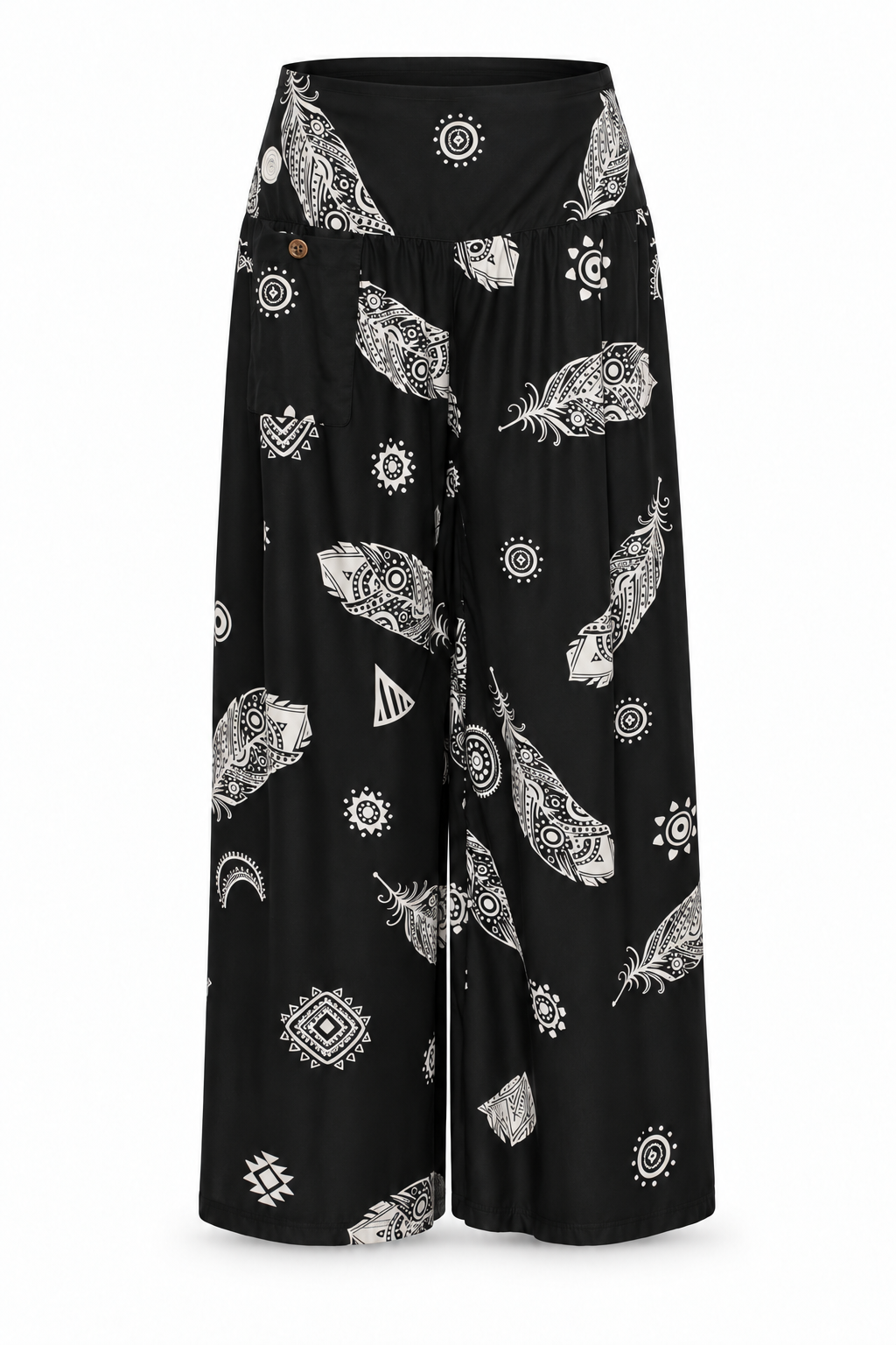Black Feather Print Palazzo – product view 1