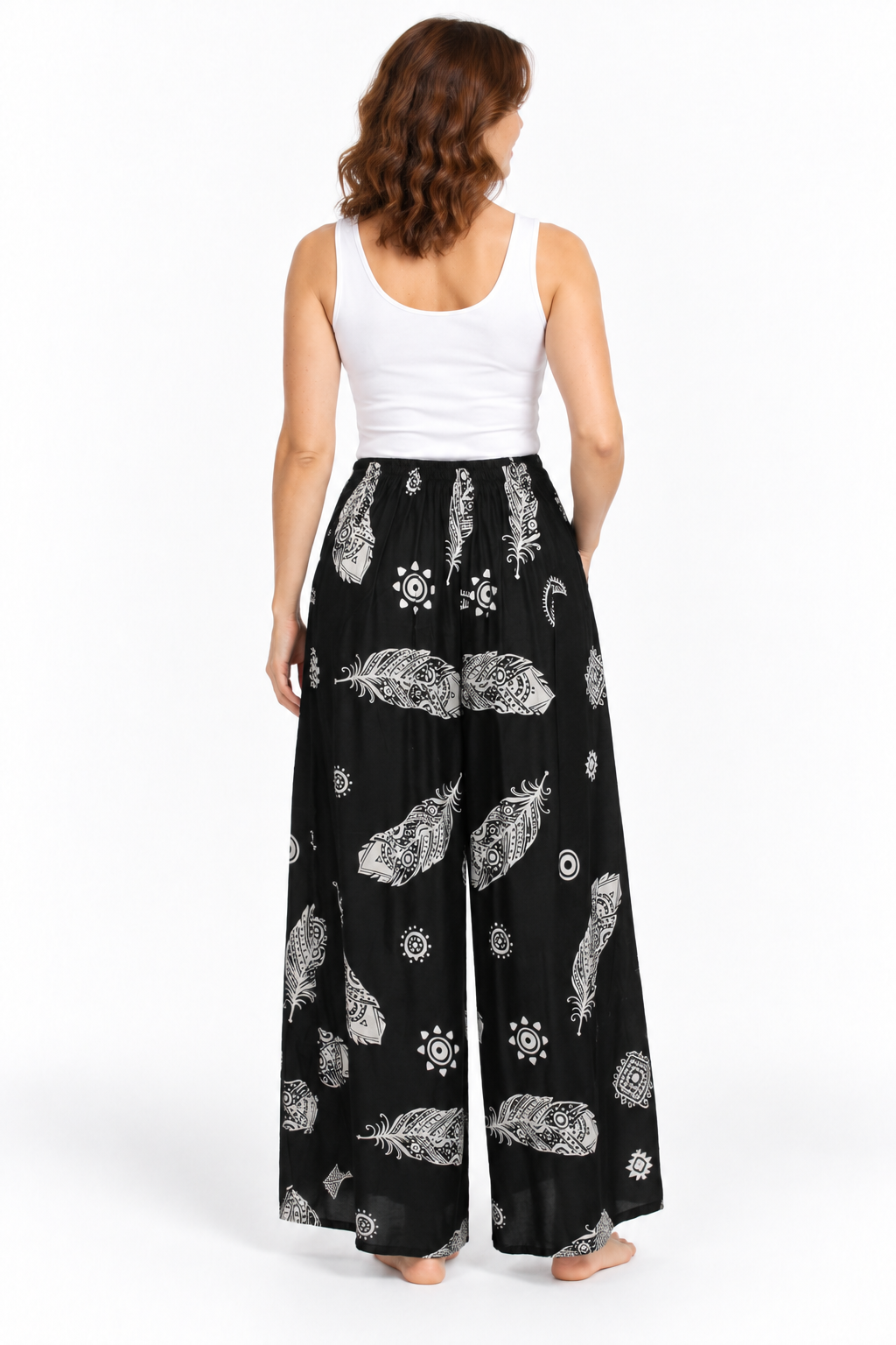 Black Feather Print Palazzo – product view 4