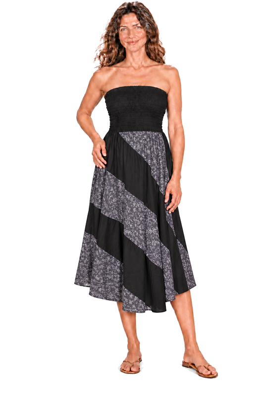 Black grey convertible garment — dress front view