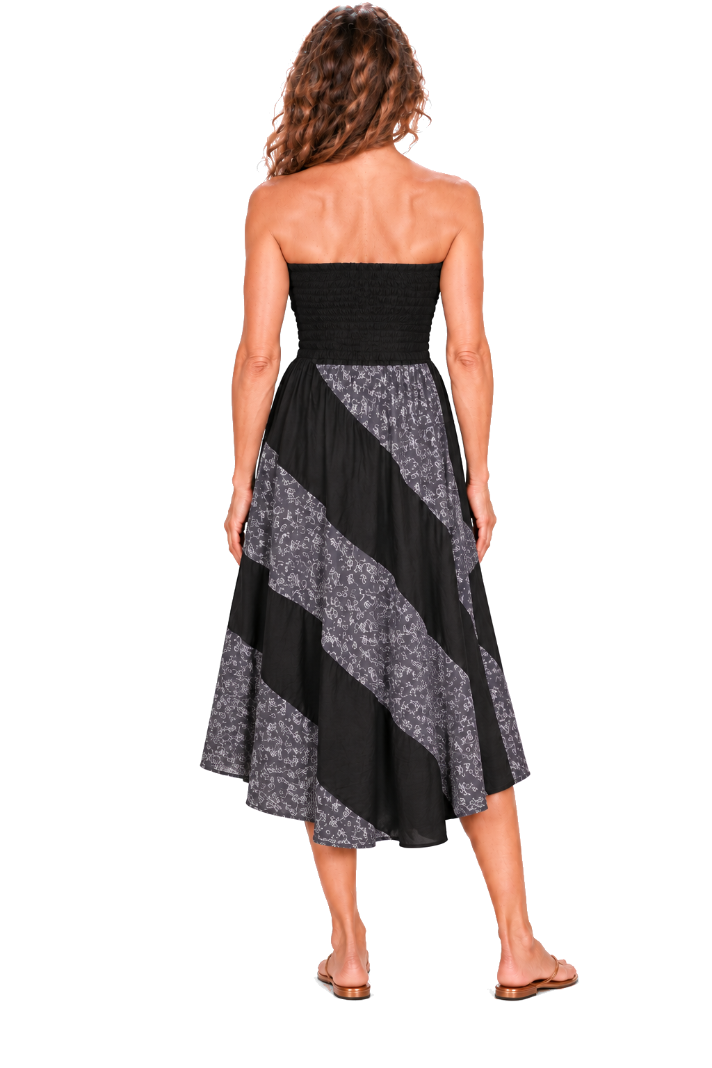 Black grey convertible garment — dress back view