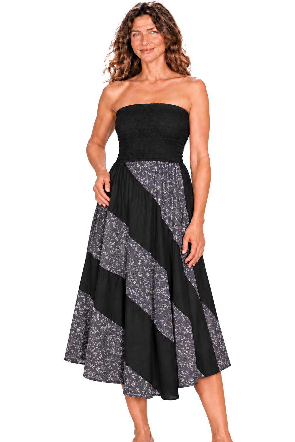 Black grey convertible garment — dress detail