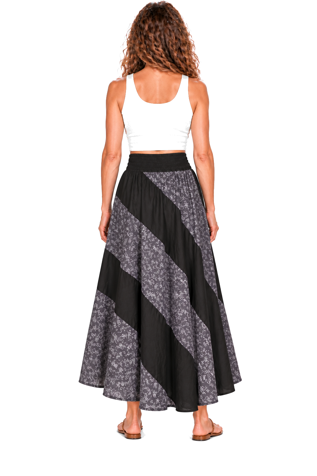 Black grey convertible garment — skirt back view