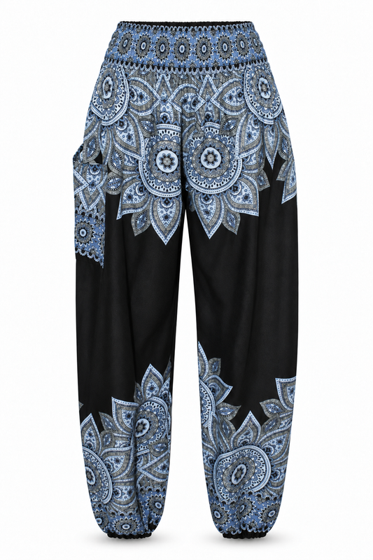 Black Grey Mandala Harem Pants – product view 1
