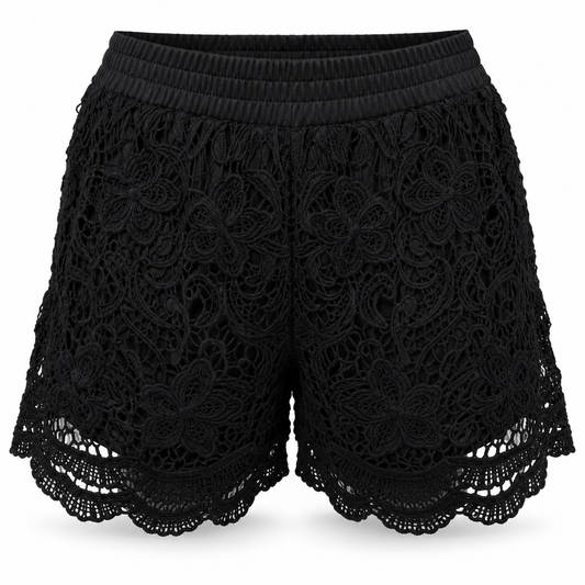 Black Lace Shorts – front ghost mannequin