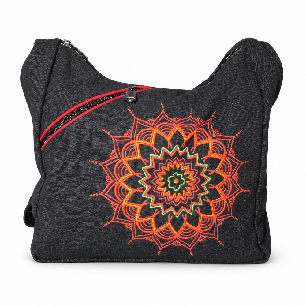 Black Orange Mandala Slouch Bag – view 1