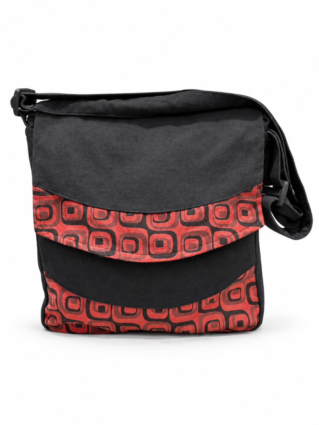 Black Pink Geometric Shoulder Bag – angle view