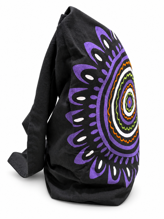 Black Purple Mandala Sling Bag – side view