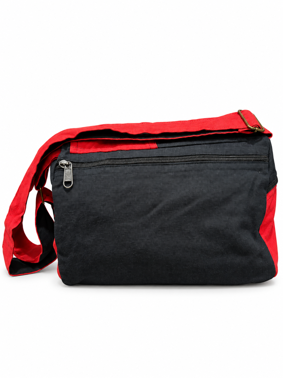 Black Red Floral Messenger Bag – back view