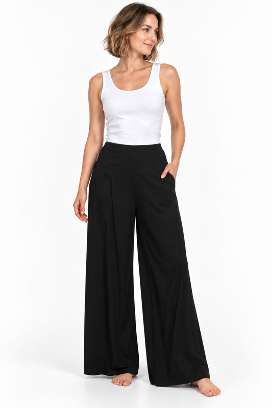 Black Wide Leg Pants – Smooth Waist – product view 2