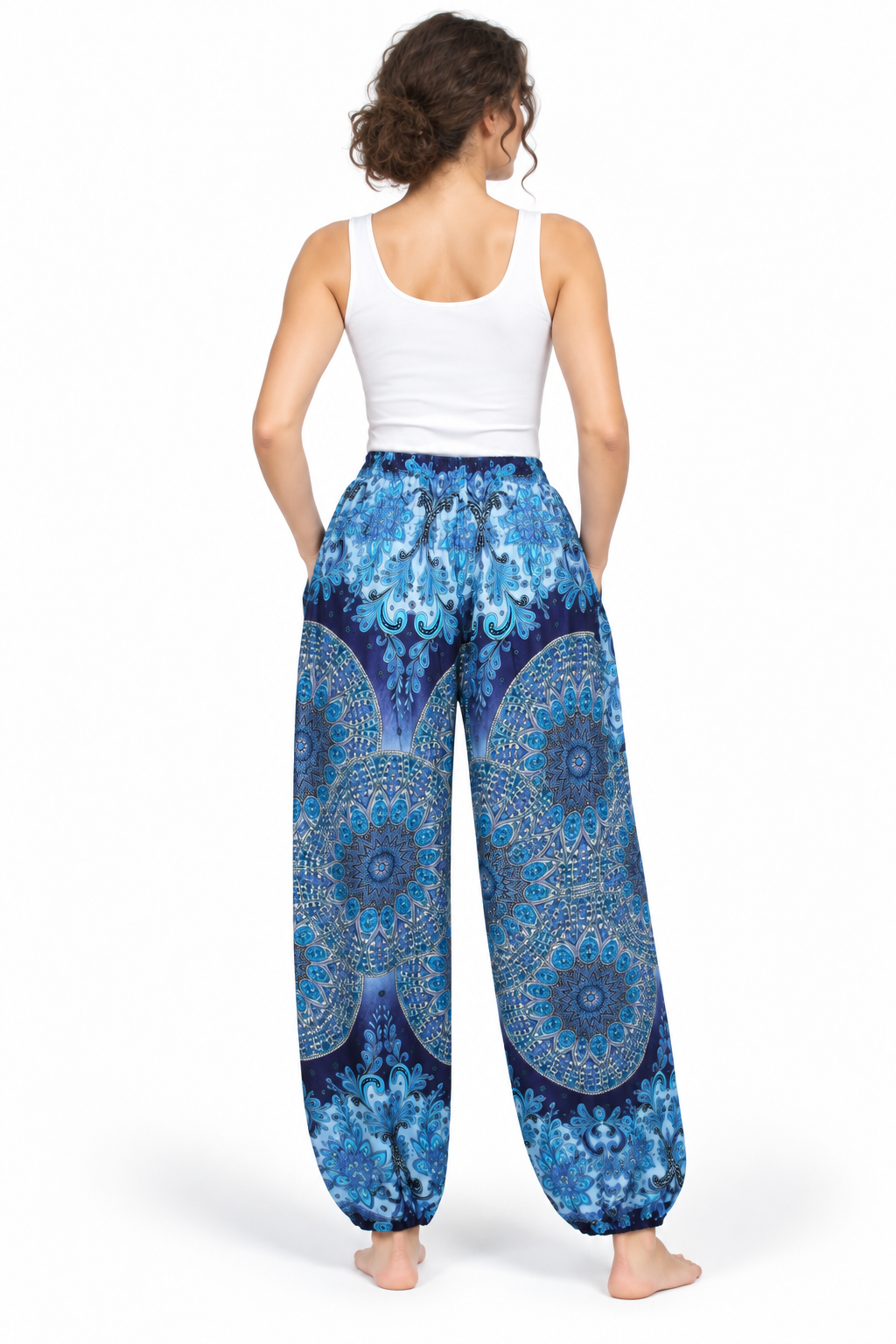 Blue Patchwork Harem Pants – product view 4