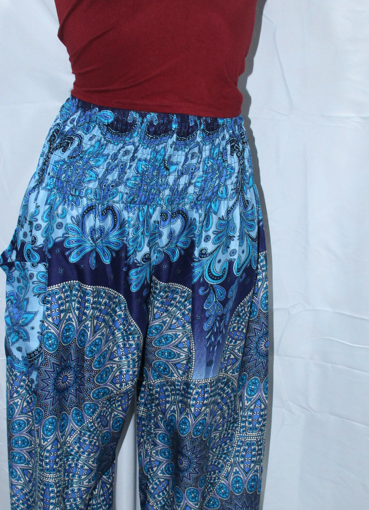 Blue Patchwork Harem Pants – product view 5
