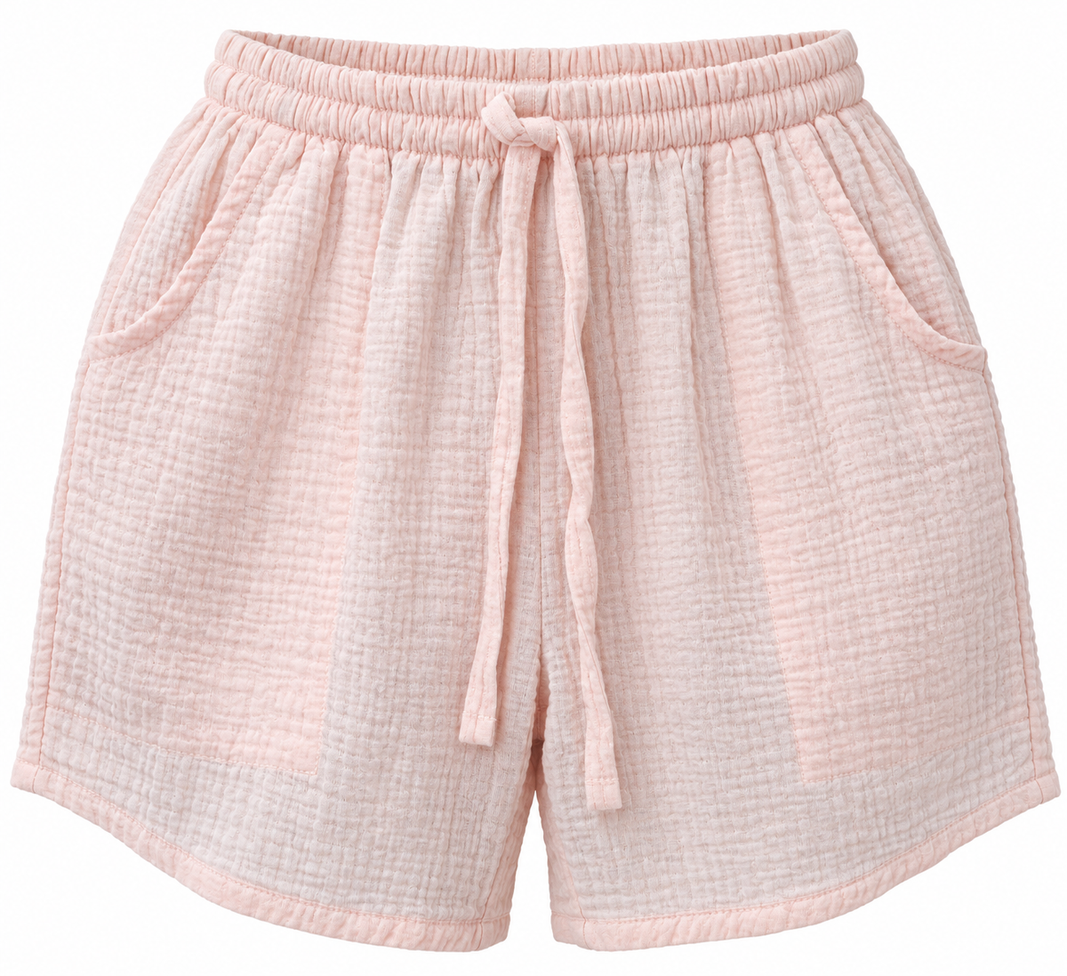 Blush Pink Drawstring Shorts – construction detail