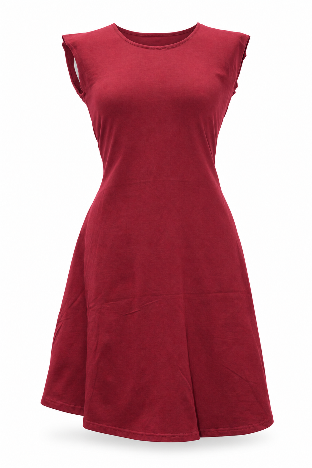 Burgundy Cap Sleeve Dress — front ghost mannequin