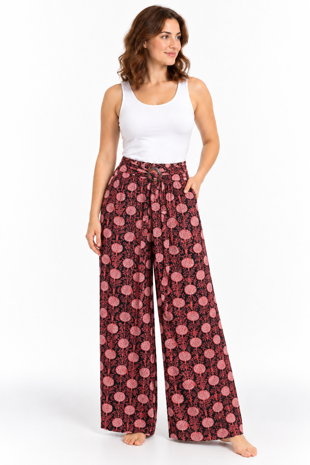 Burgundy Floral Palazzo – product view 2