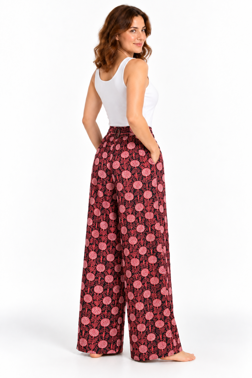 Burgundy Floral Palazzo – product view 3