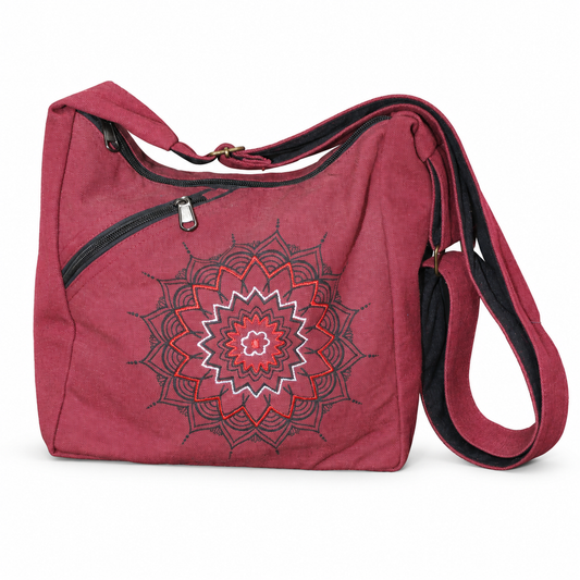 Burgundy Red Mandala Shoulder Bag – view 1