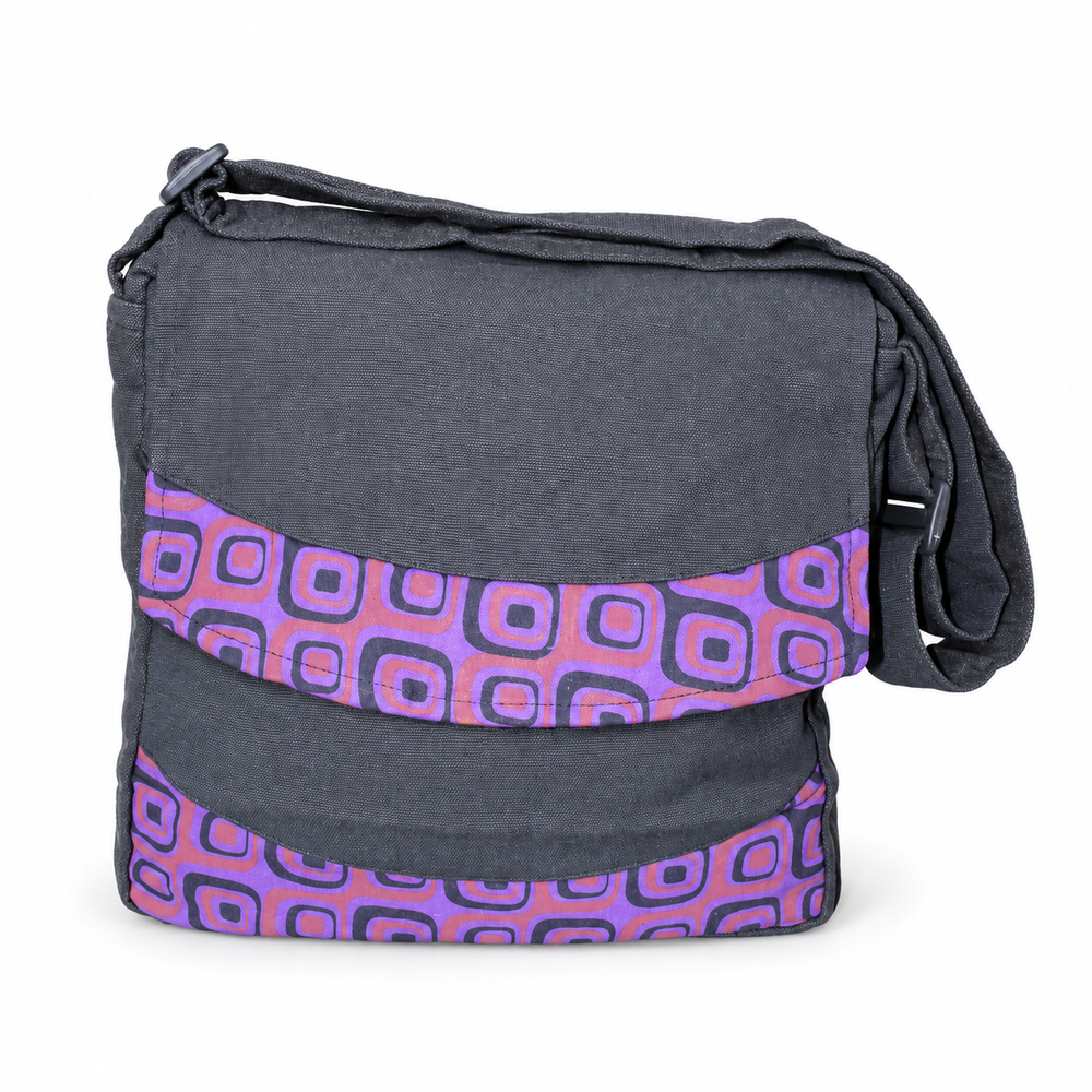 Charcoal Purple Geometric Messenger Bag – view 1