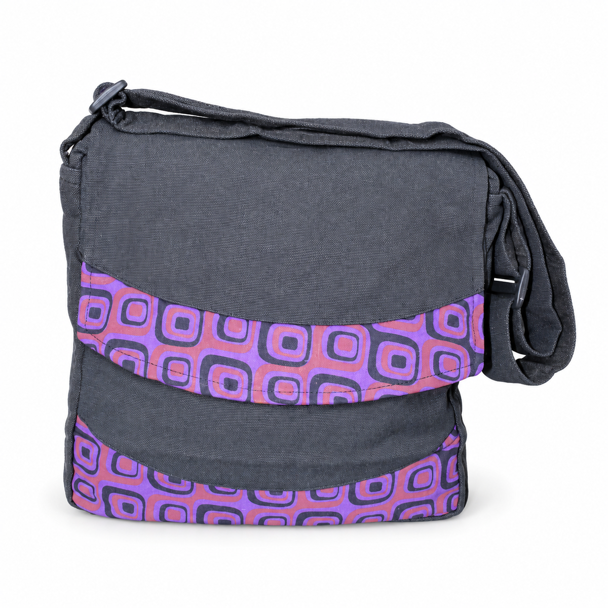 Charcoal Purple Geometric Messenger Bag – view 1