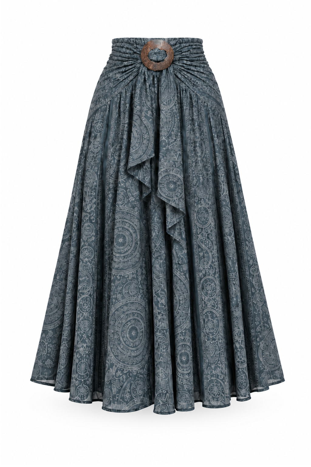 Coco Rayon Halter Dress and Skirt - Grey and Blue Pattern - ghost mannequin, normalized primary image
