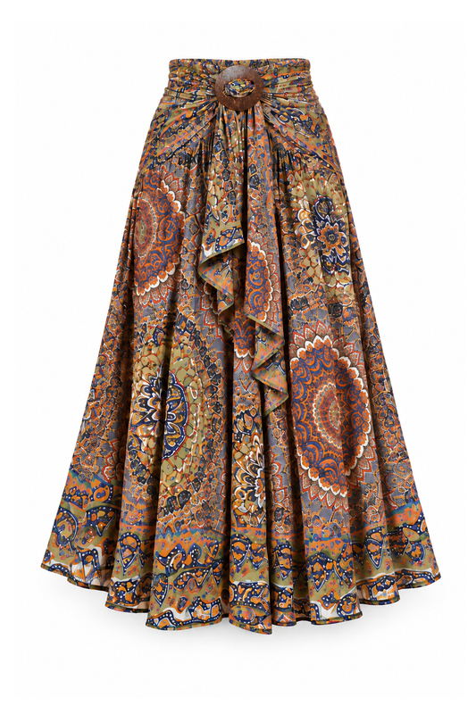 Coco Rayon Halter Dress and Skirt - Multicolour Mandala - ghost mannequin, normalized primary image