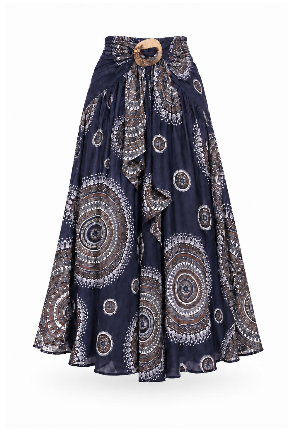 Coco Rayon Halter Dress and Skirt - Navy and White Circles - ghost mannequin, normalized primary image