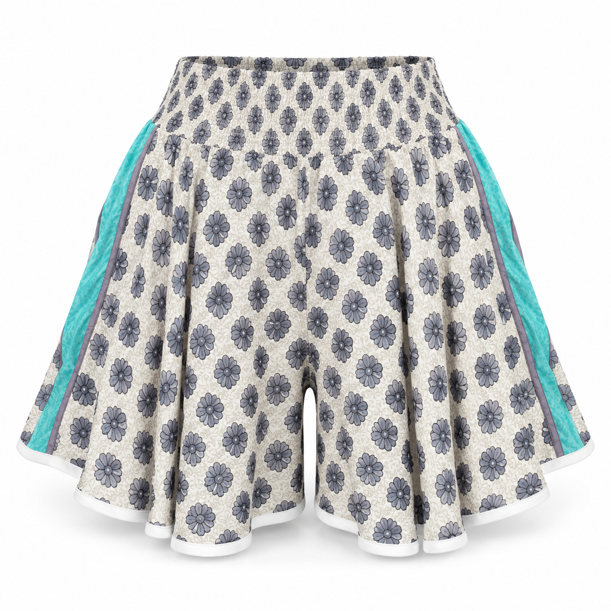 Cream Charcoal Floral Shorts – front ghost mannequin