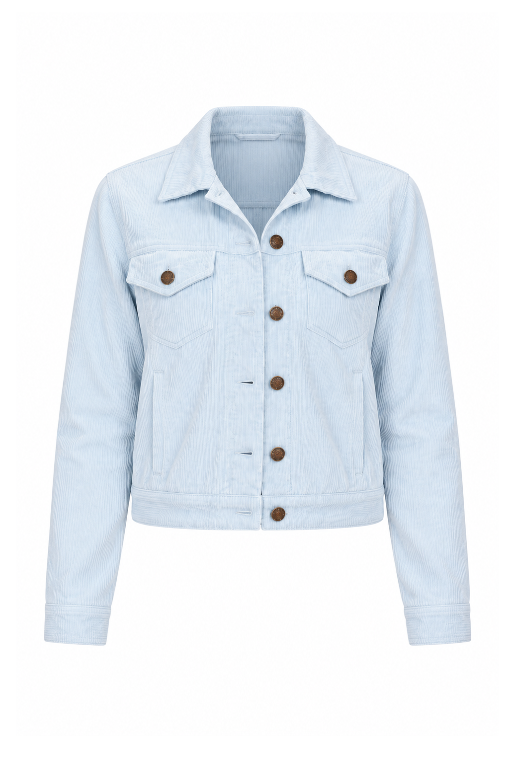 Cropped Corduroy Jacket - Light Blue - ghost mannequin, normalized primary image