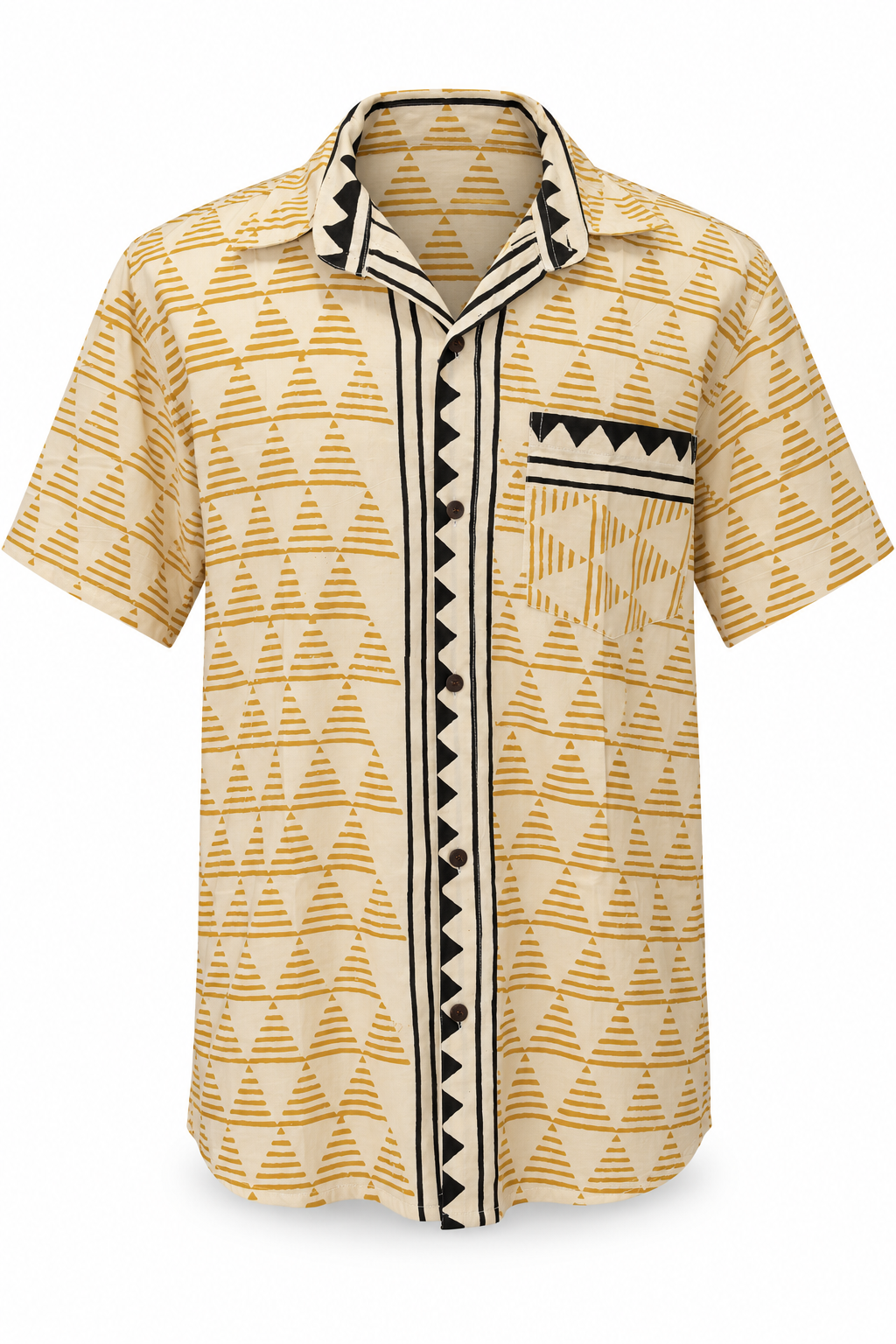 Desert Tribal Pocket men's Hawaiian shirt — ghost mannequin front