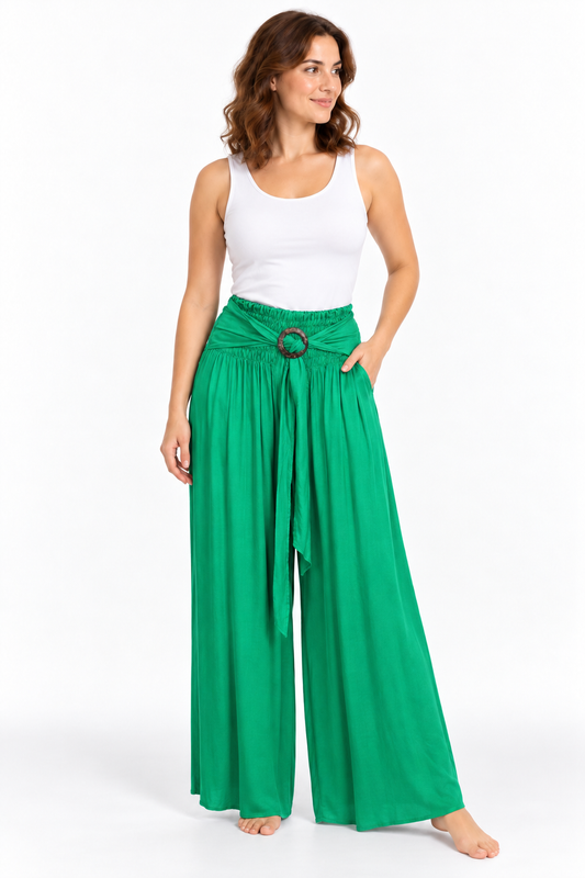 Emerald Green Belted Palazzo – product view 2