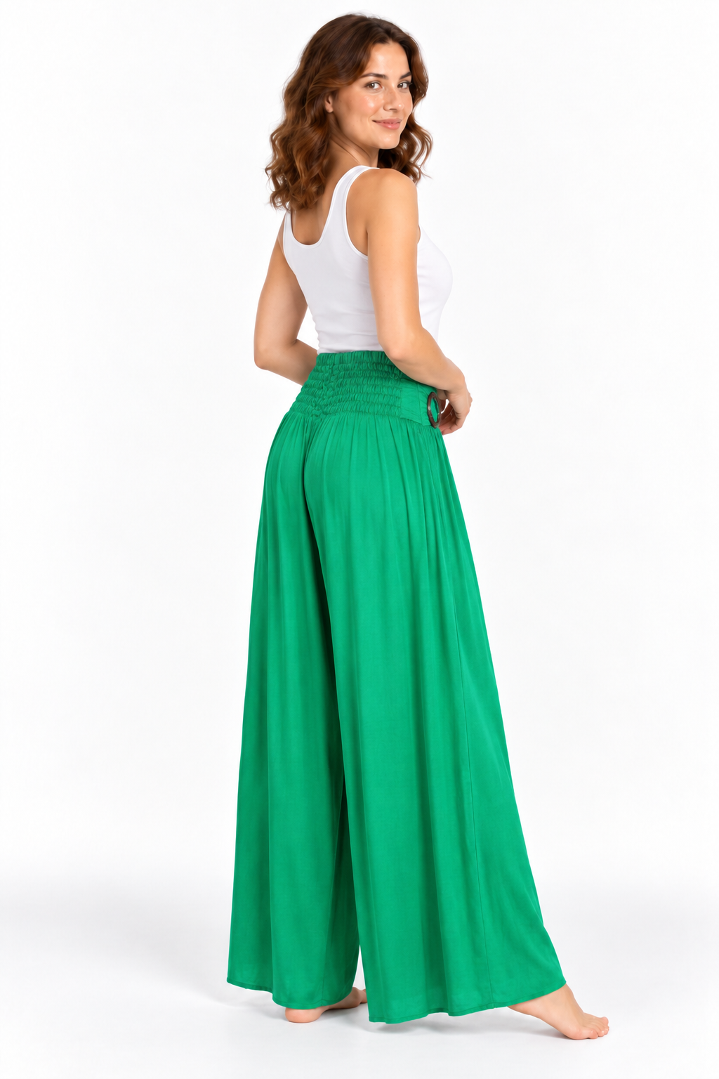 Emerald Green Belted Palazzo – product view 3