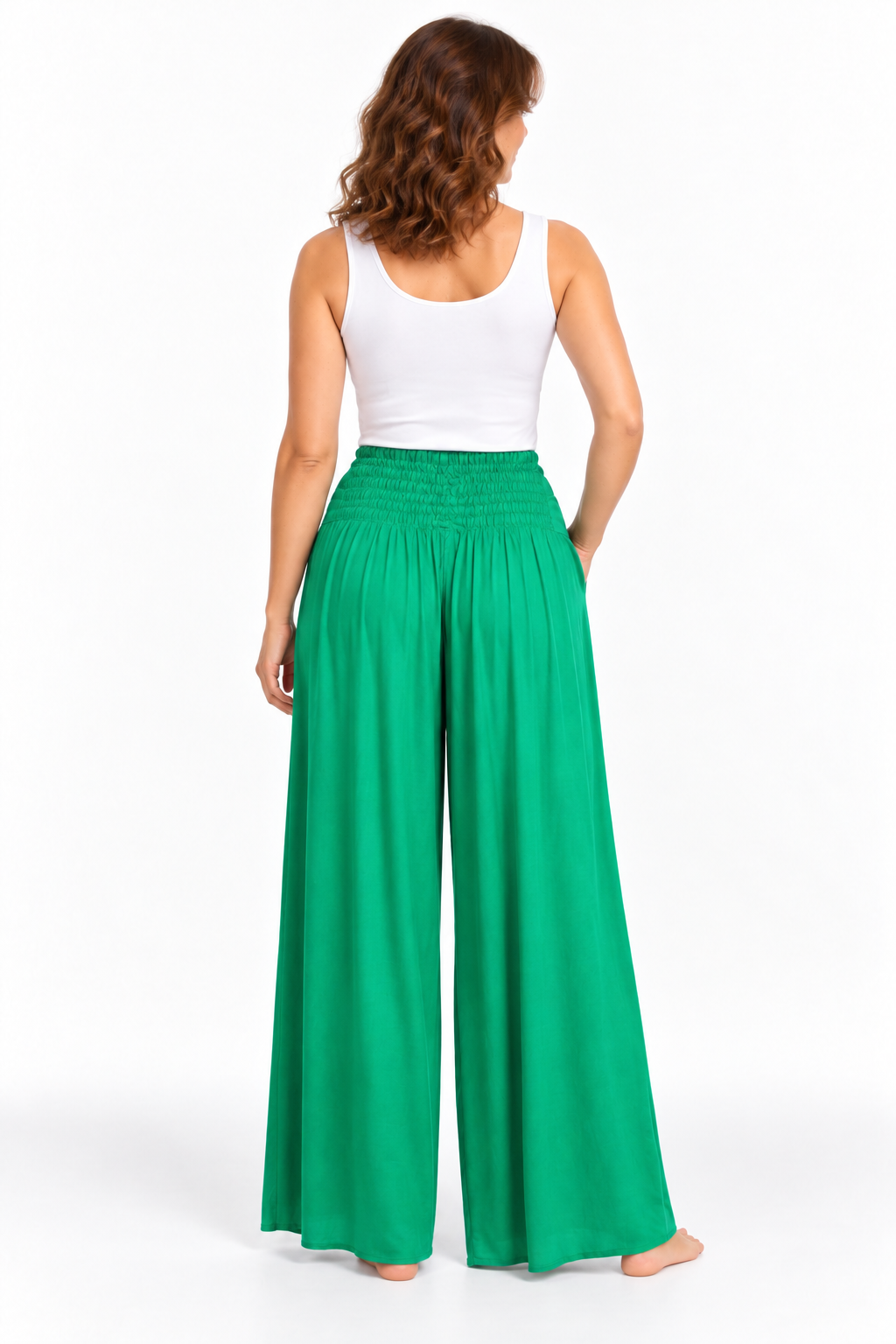 Emerald Green Belted Palazzo – product view 4