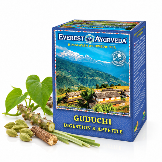 Guduchi Ayurvedic herbal tea with cardamom, liquorice, guduchi and lemongrass