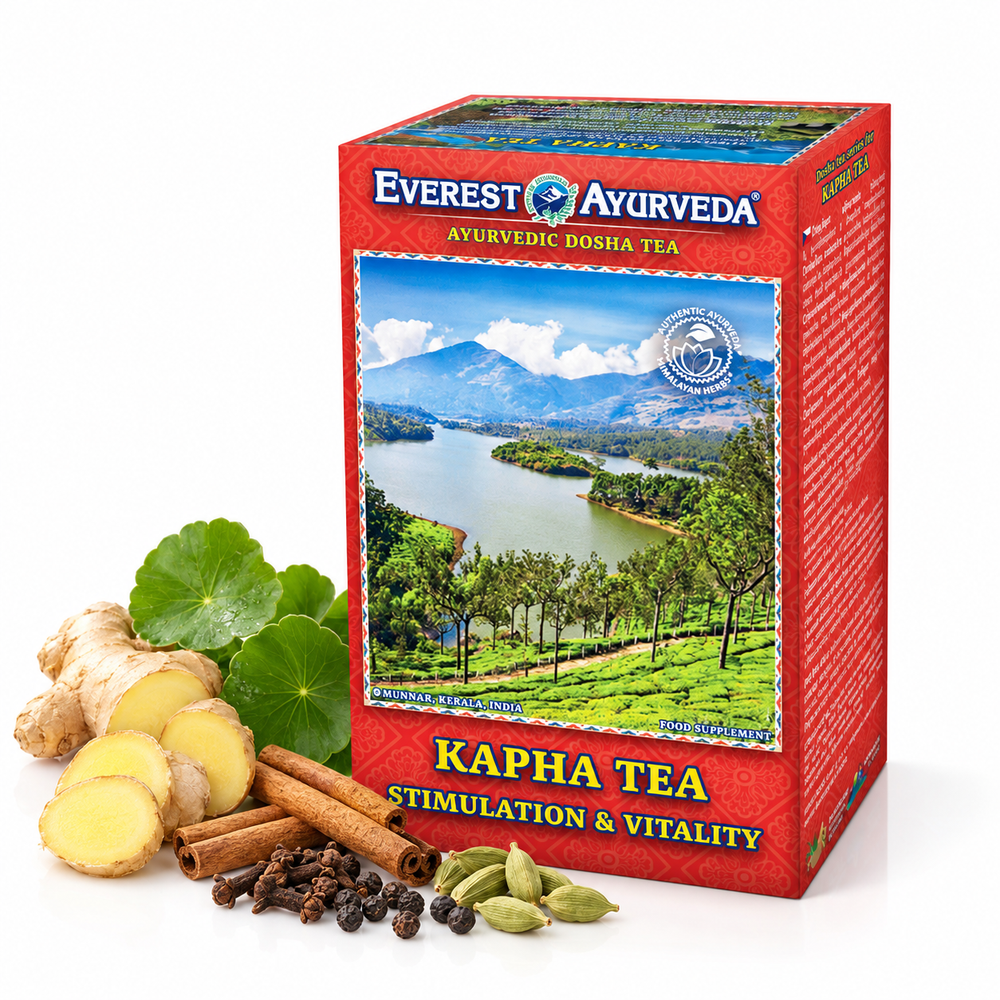 Kapha Ayurvedic dosha tea with ginger, gotu kola, cinnamon, cloves, black pepper and cardamom