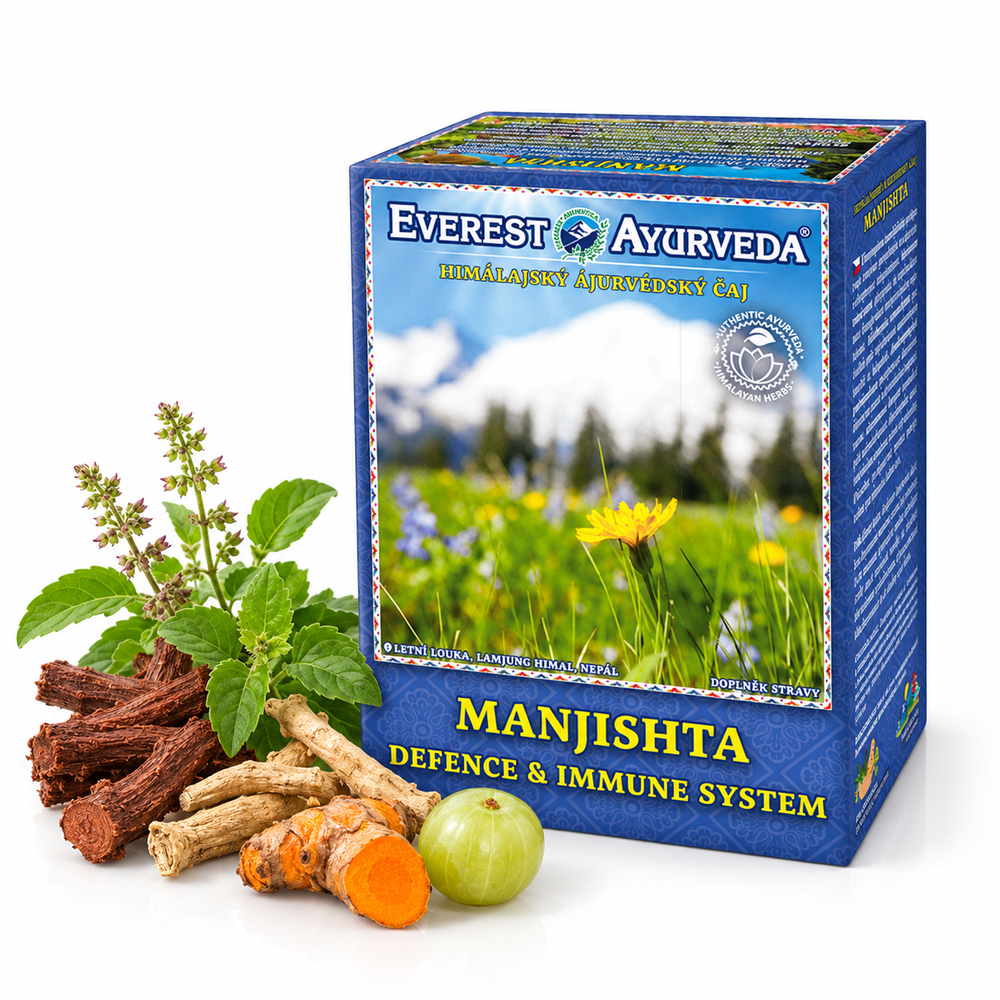 Manjishta Ayurvedic herbal tea with manjistha, tulsi, ashwagandha, turmeric and amla