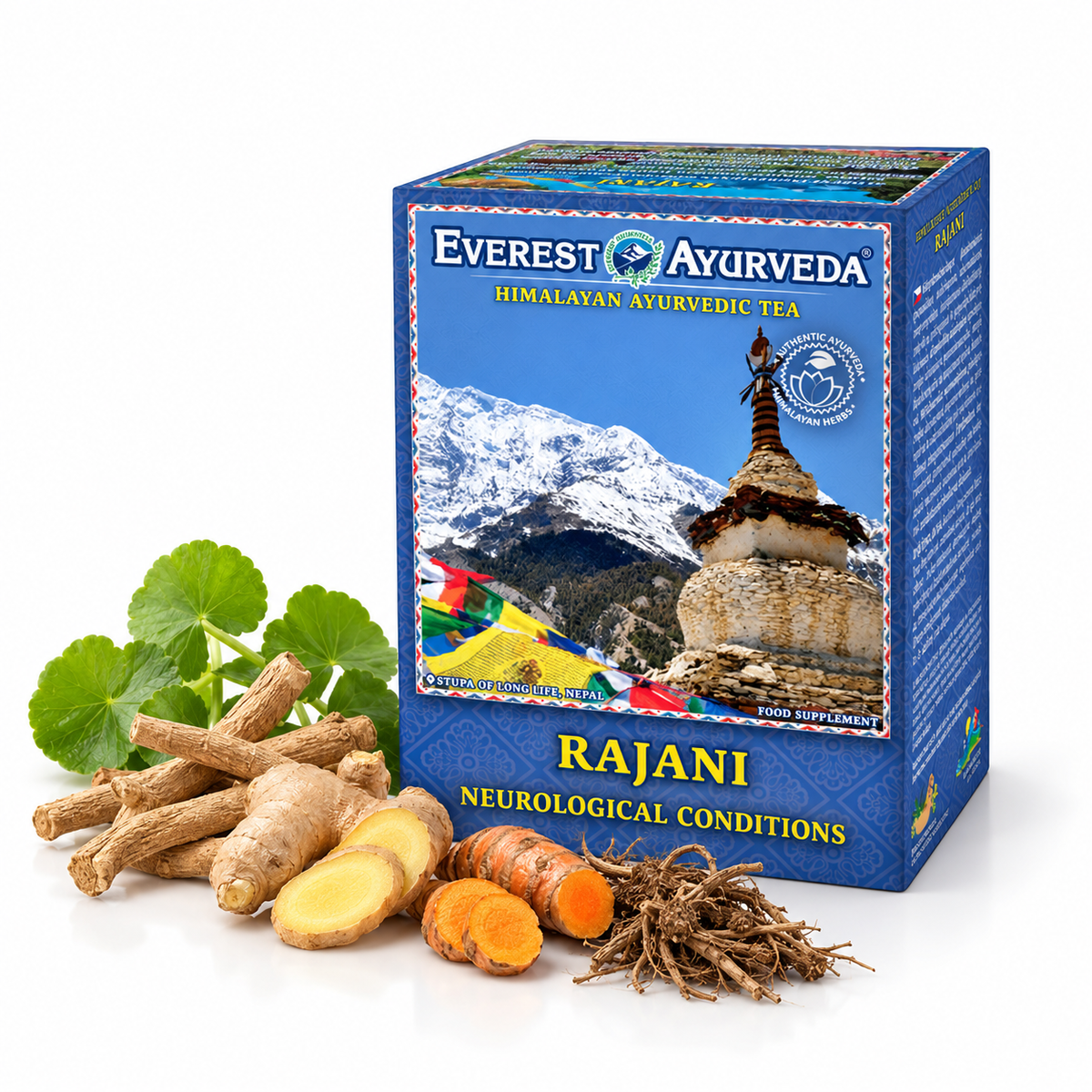 Rajani Ayurvedic herbal tea with gotu kola, ashwagandha, ginger, turmeric and valerian