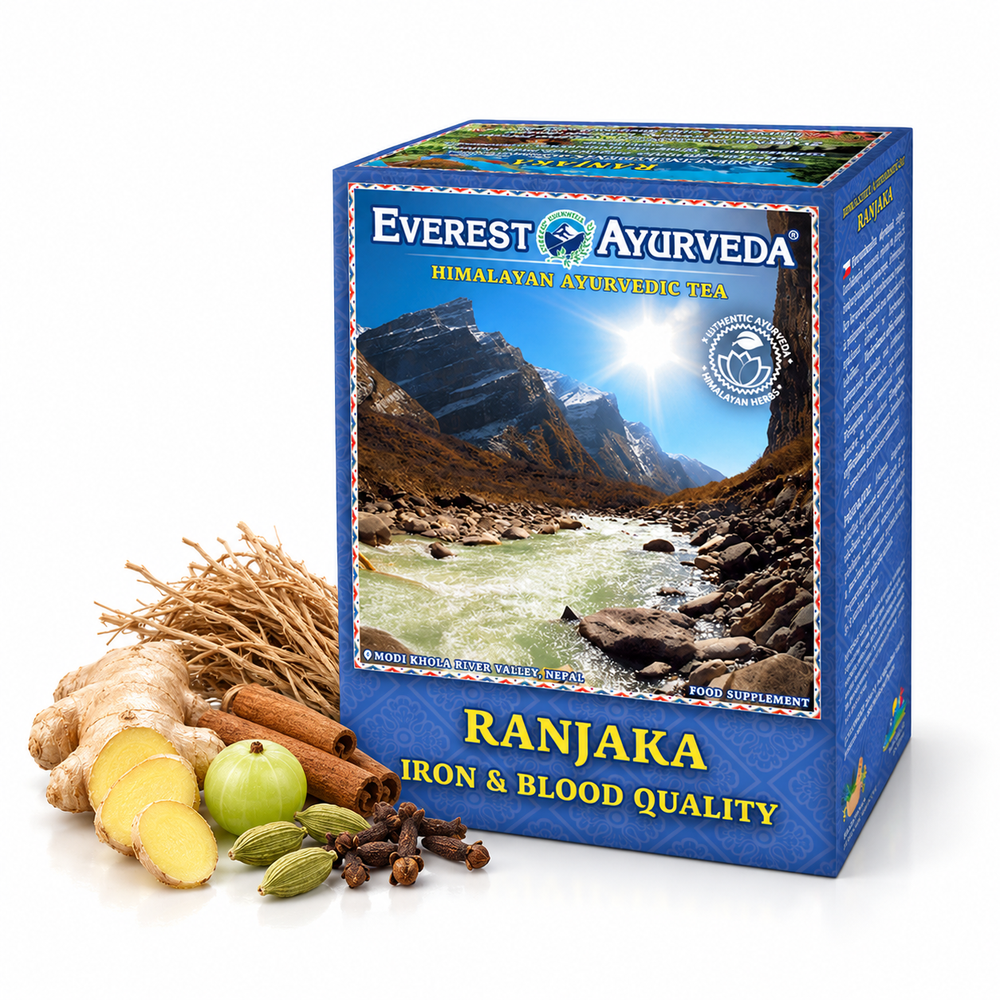 Ranjaka Ayurvedic herbal tea with ginger, vetiver, cinnamon, cloves, cardamom and amla