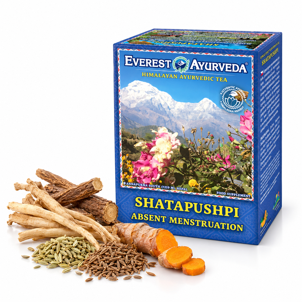 Shatapushpi Ayurvedic herbal tea with shatavari, liquorice, fennel, cumin and turmeric