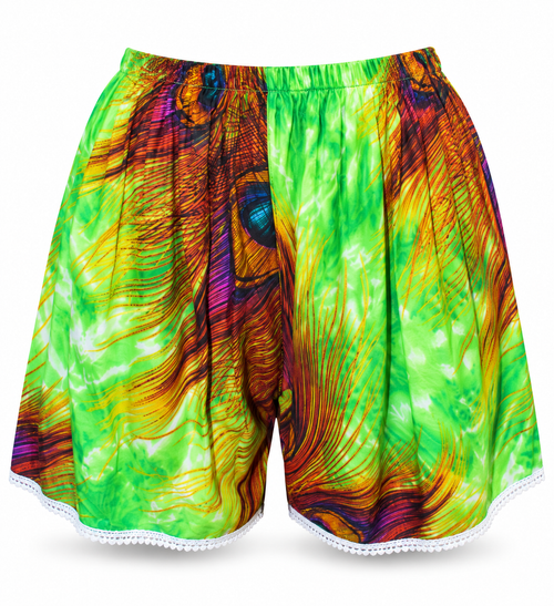 Green Orange Tie-Dye Shorts