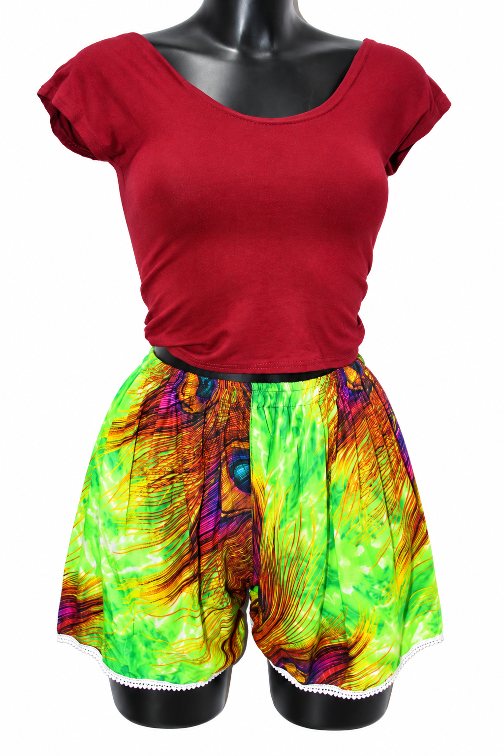 Green Orange Tie-Dye Shorts – clean original product view