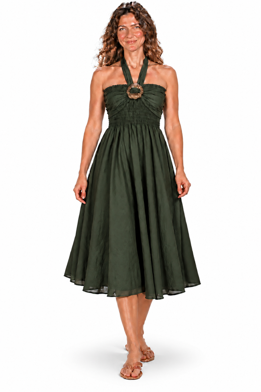Coco Rayon Halter Dress and Skirt - Olive Green