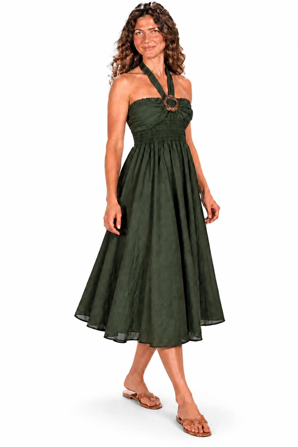 Coco Rayon Halter Dress and Skirt - Olive Green