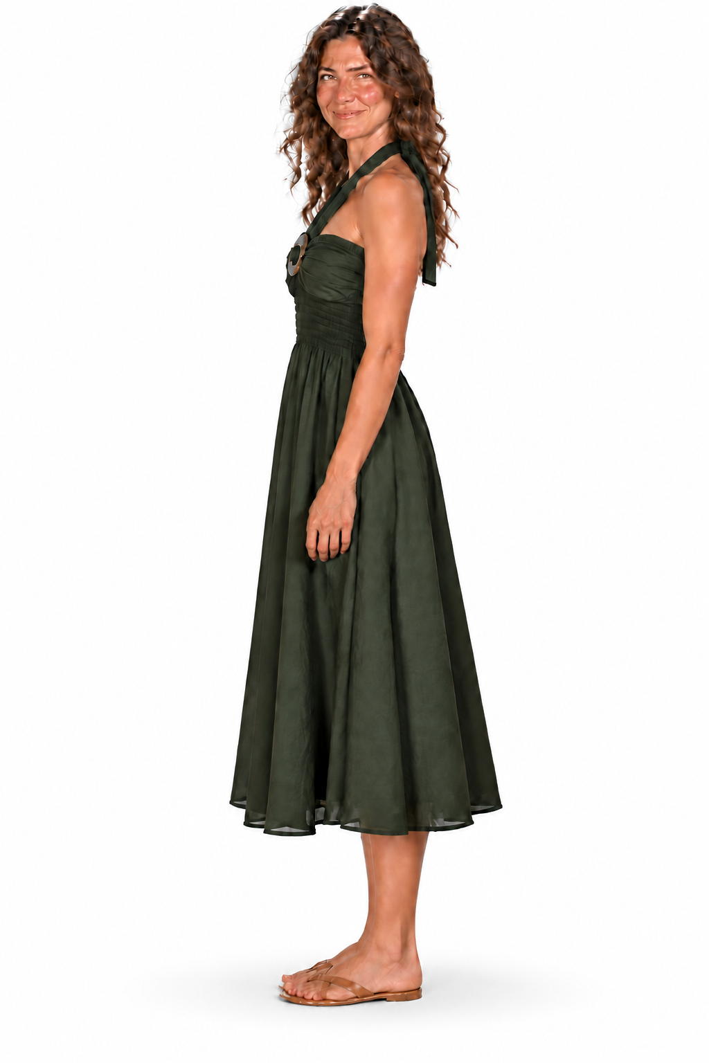 Coco Rayon Halter Dress and Skirt - Olive Green
