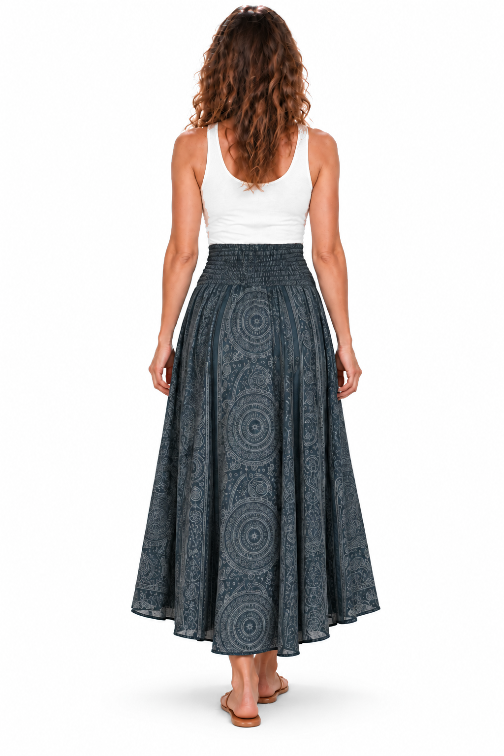 Coco Rayon Halter Dress and Skirt - Grey and Blue Pattern