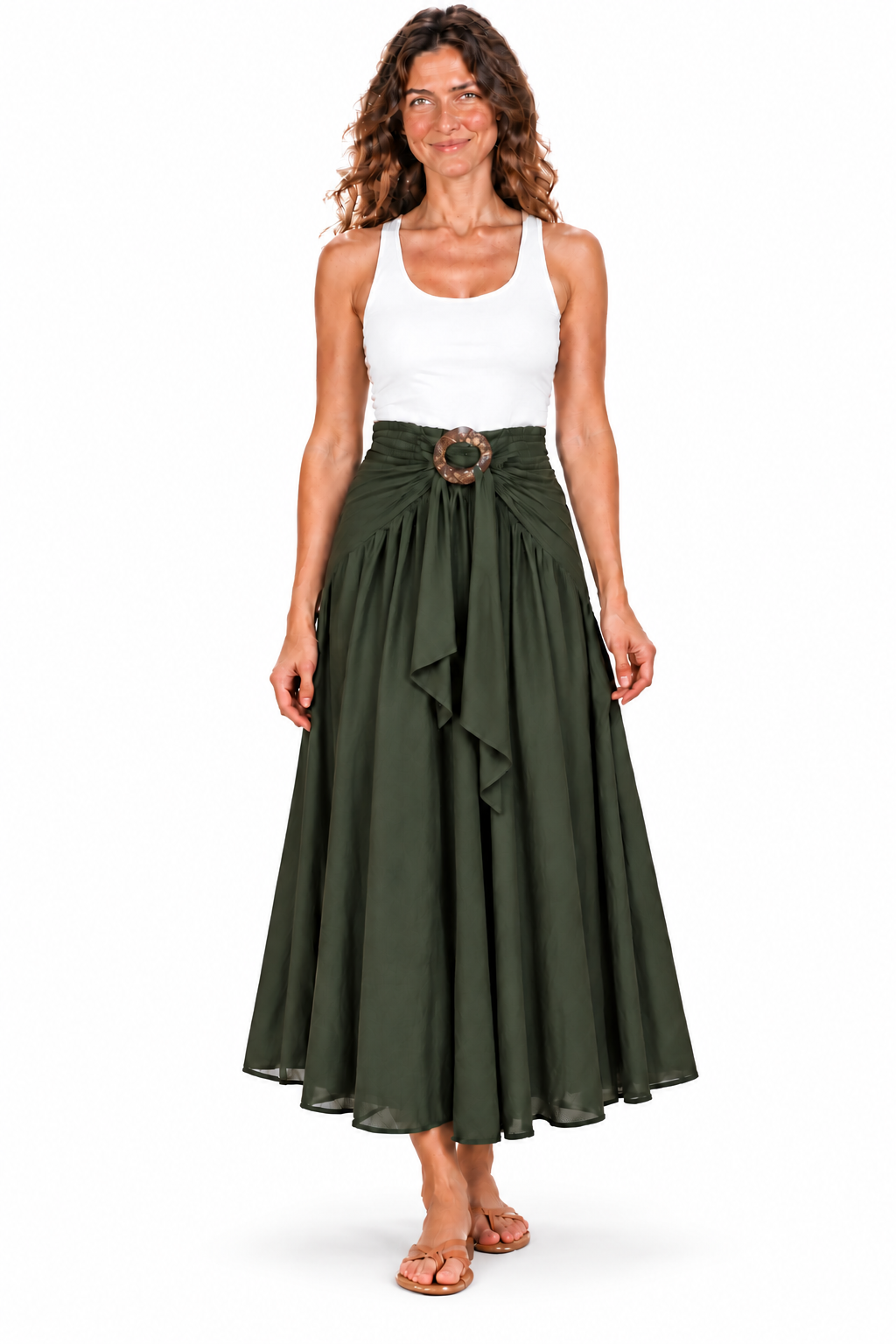Coco Rayon Halter Dress and Skirt - Olive Green