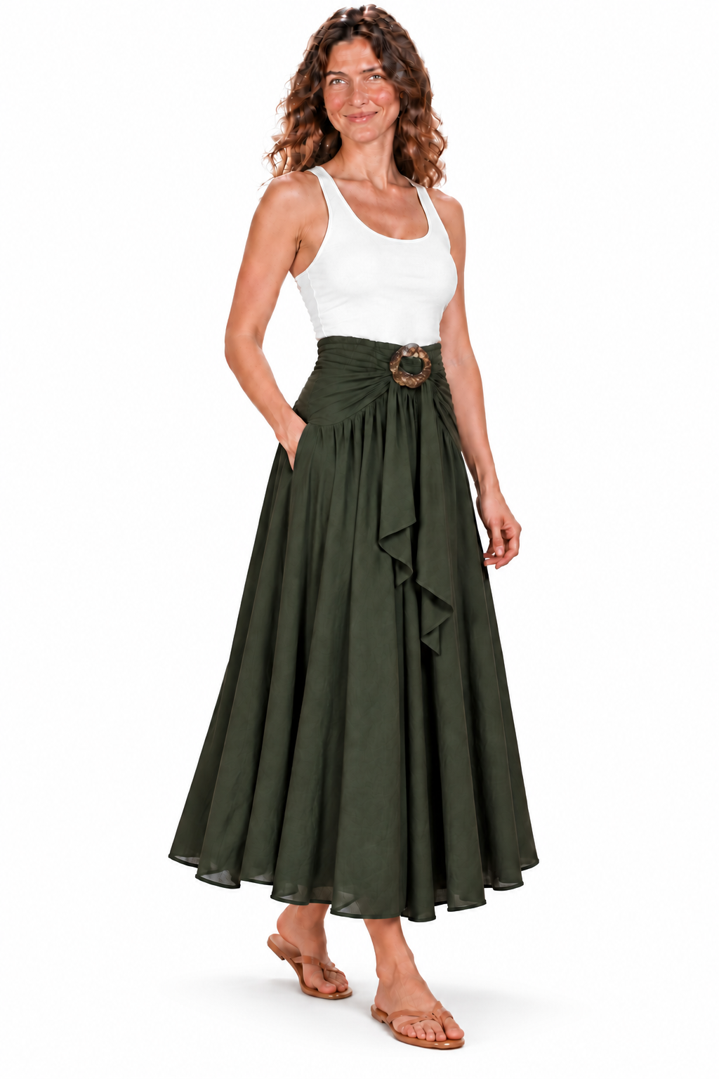 Coco Rayon Halter Dress and Skirt - Olive Green